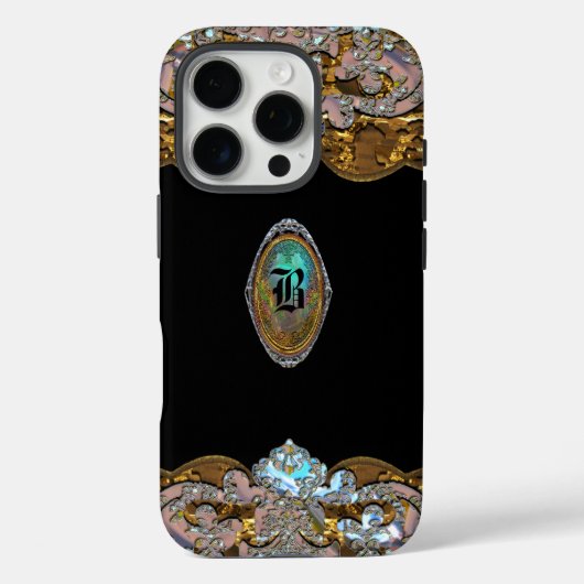 Mitternachtsromantisches Barock-Girly-Monogramm 6/ Case-Mate iPhone Hülle (Rückseite)