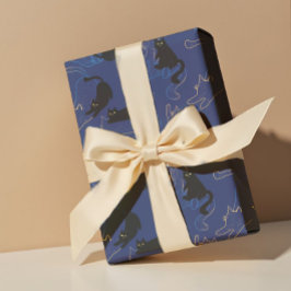 Mitternachtsschwarze Katzen – modernes minimales M Geschenkpapier Set