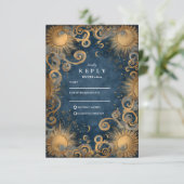 Mitternachtssonne-Himmelhochzeit RSVP Karte (Stehend Vorderseite)