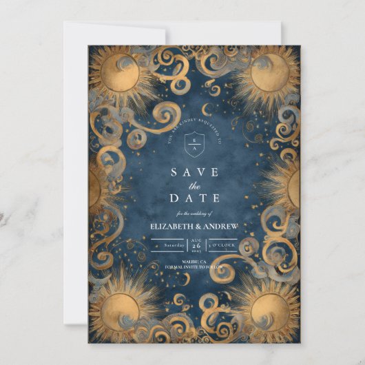 Mitternachtssonne-Himmelhochzeit Save The Date (Vorderseite)