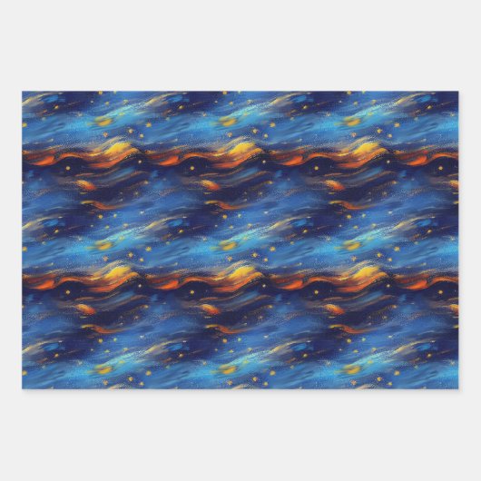 Mitternachtsstars Geschenkpapier Set (Vorderseite 3)