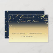 Mitternachtsstars Twinkle Wedding Response RSVP Karte (Vorne/Hinten)