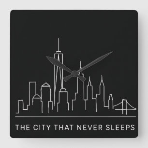 Mitternachtsstraßen: NYC schläft nie Quadratische Wanduhr