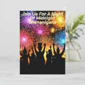 Mitternachtsstreich Silvesterparty Einladung (Stehend Vorderseite)