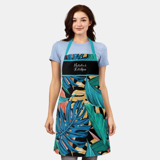 MitternachtsSummer Tropical Banana Leaf Schürze (Getragen)