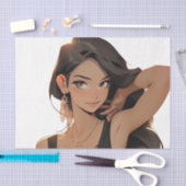 Mitternachtstempo: Sinnliche Anime-Frau in Black D Seidenpapier (Handwerk)