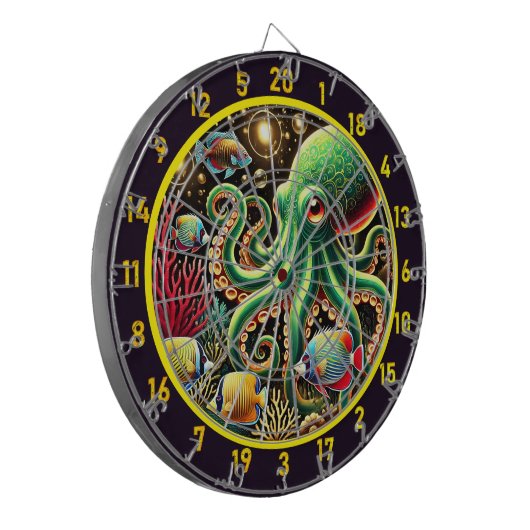 Mitternachtstide Octopus Dartboard Dartscheibe (Vorderseite Links)