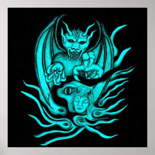 Mitternachtstraum - Träume im Tattoo-Stil Poster (Vorne)