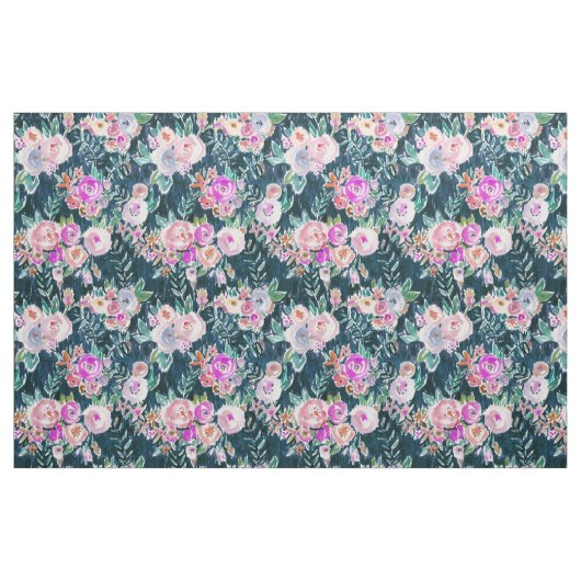MITTERNACHTSüberfluß dunkle Rose mit Blumen Stoff (Fat Quarter (45,7 x 55,9 cm))