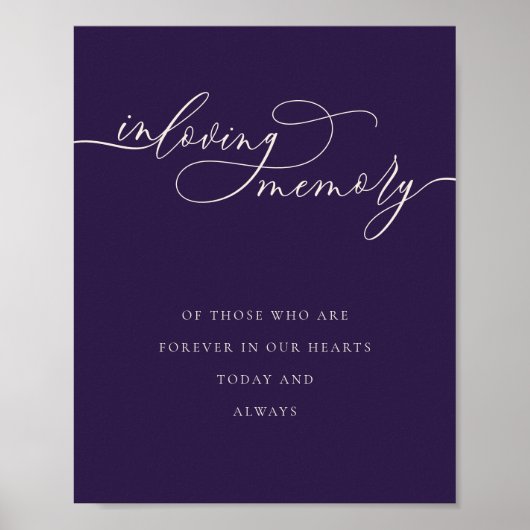 Mitternachtsviolett In Loving Memory Elegant Poster (Vorne)
