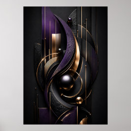 Mitternachtsvioletter Luxus-3D-Abstrakter Poster