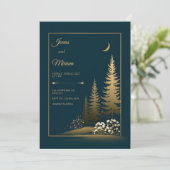 Mitternachtswald Goldene Hochzeit Einladung (Stehend Vorderseite)