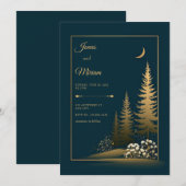 Mitternachtswald Goldene Hochzeit Einladung (Vorne/Hinten)