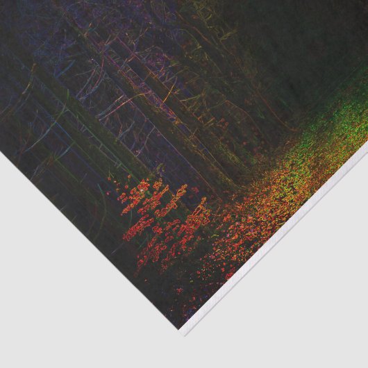 Mitternachtswald-Landschaftsposter Seidenpapier (Ausschnitt)