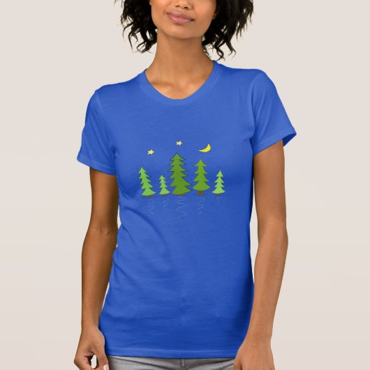 Mitternachtswald mit Baumstämmen und Mond T-Shirt (Vorderseite)
