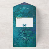 Mitternachtswald Türkis und Goldene Hochzeit All In One Einladung (Außenbereich)