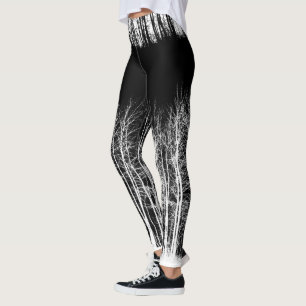 Mitternachtswaldschwarzweiss-Leggings Leggings