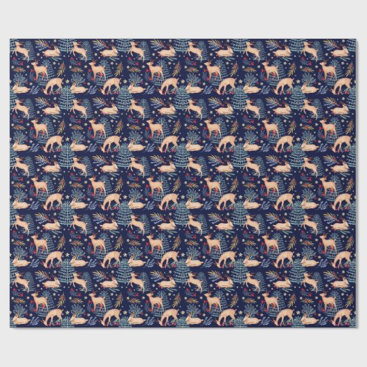 Mitternachtswaldwaldren-u. -Weihnachtsbaum Geschenkpapier (Flach)