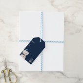Mitternachtsweihnachten | Navy, Silber & Gold Geschenkanhänger (Mit Garn)