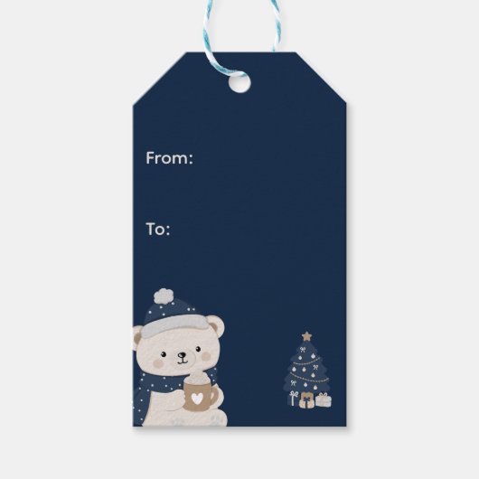 Mitternachtsweihnachten | Navy, Silber & Gold Geschenkanhänger (Vorderseite)