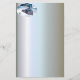 Mitternachtsweihnachtszug mit Mädchen und Sankt Briefpapier