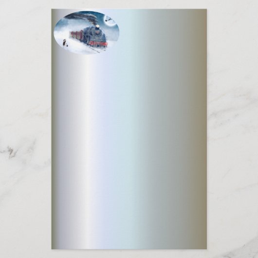 Mitternachtsweihnachtszug mit Mädchen und Sankt Briefpapier (Vorderseite)