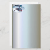 Mitternachtsweihnachtszug mit Mädchen und Sankt Briefpapier (Vorne/Hinten)