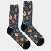Mitternachtswiese Orange Daisy Muster Socken (Rechts)
