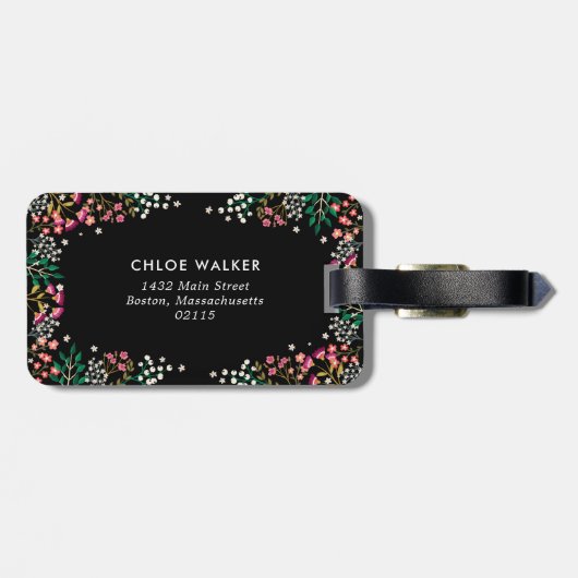 MitternachtsWildblumen - Name u. Initiale Gepäckanhänger (Rückseite horizontal)