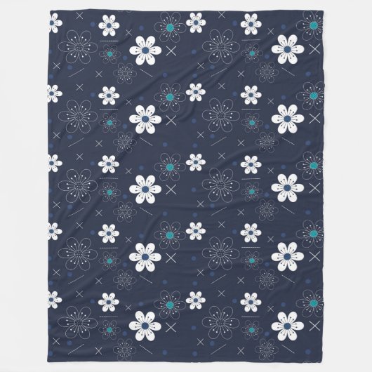 Mitternachtswinterdecke Blume Fleecedecke (Vorderseite)