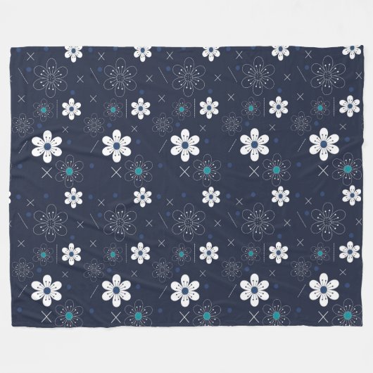 Mitternachtswinterdecke Blume Fleecedecke (Vorderseite (Horizontal))