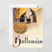 Mitternachtswitching(Vintage Halloween-Karte) Postkarte (Vorne/Hinten)