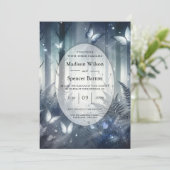 Mitternachtszauberei und Mondlicht-Wings-Hochzeit Einladung (Stehend Vorderseite)