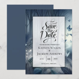 Mitternachtszauberei und Mondlicht-Wings-Hochzeit Save The Date