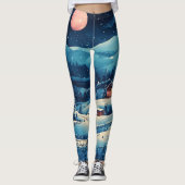 Mitternachtszene im Winter mit Schneebesen Leggings (Vorderseite)