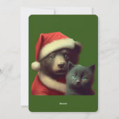 Mitterwinter Vintag Style Bear & Kitten Weihnachte Feiertagskarte (Rückseite)
