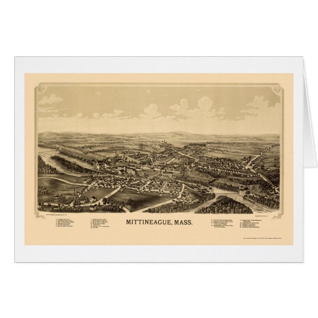 Mittineague, panoramische Karte MAs - 1889 (Vorderseite (Horizontal))