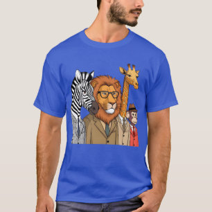 Mittlere Aufnahme von lustigen Cartoon-Tieren Retr T-Shirt