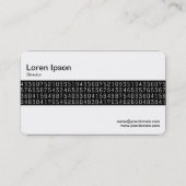 Mittlere Band - Random Numbers - Weiß auf Schwarz Visitenkarte (Rückseite)