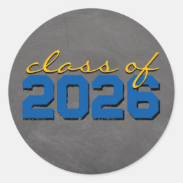 Mittlere Blue-Gold-Chalkboard-Abschluss-Sticker Runder Aufkleber