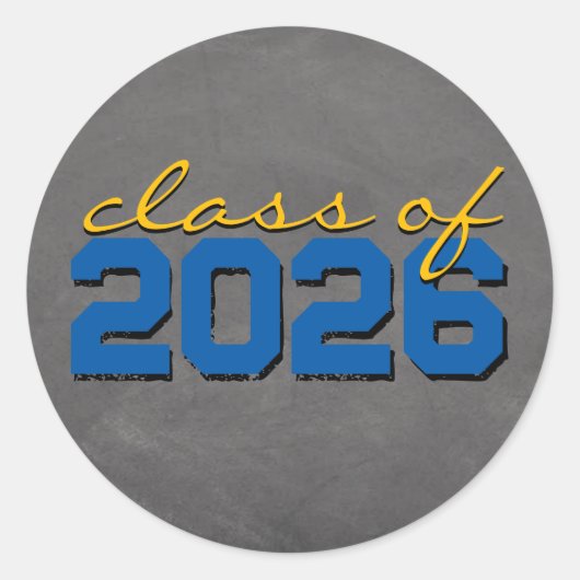 Mittlere Blue-Gold-Chalkboard-Abschluss-Sticker Runder Aufkleber (Vorderseite)