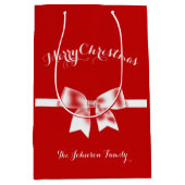 Mittlere Custom Red Merry Weihnachtsgeschenktasche Geschenktüte (Vorderseite)