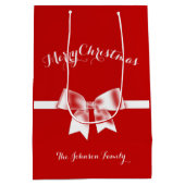Mittlere Custom Red Merry Weihnachtsgeschenktasche Geschenktüte (Rückseite)