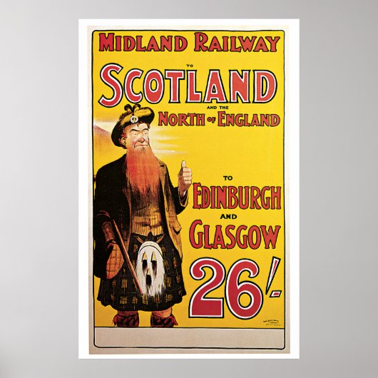 Mittlere Eisenbahn nach Schottland Vintage Travel Poster (Vorne)