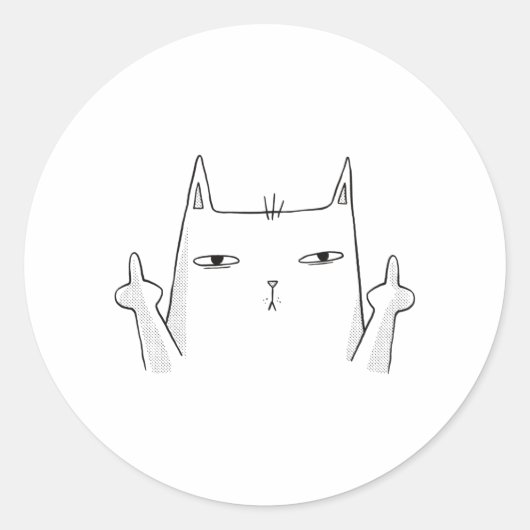 MITTLERE FINGER CAT RUNDER AUFKLEBER (Vorderseite)