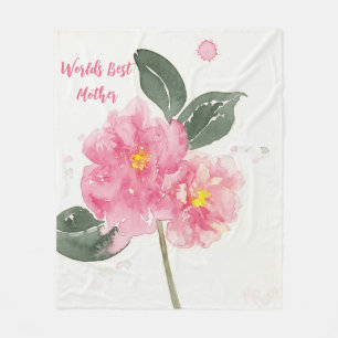 Mittlere Fleece Blanket mit rosa Camelia für Mutte