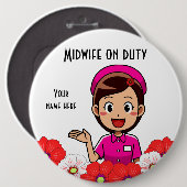 Mittlere Frau am Arbeitsplatz, Round Button (Vorne & Hinten)