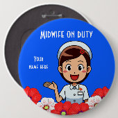 Mittlere Frau am Arbeitsplatz, Round Button (Vorne & Hinten)