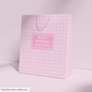 Mittlere Geschenktasche rosa Karo individuell Gebu Geschenktüte