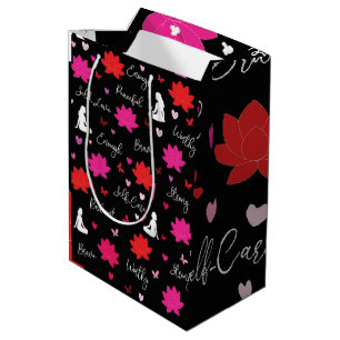 Mittlere glänzende Geschenktasche Lotus-Blumen-A Geschenktüte